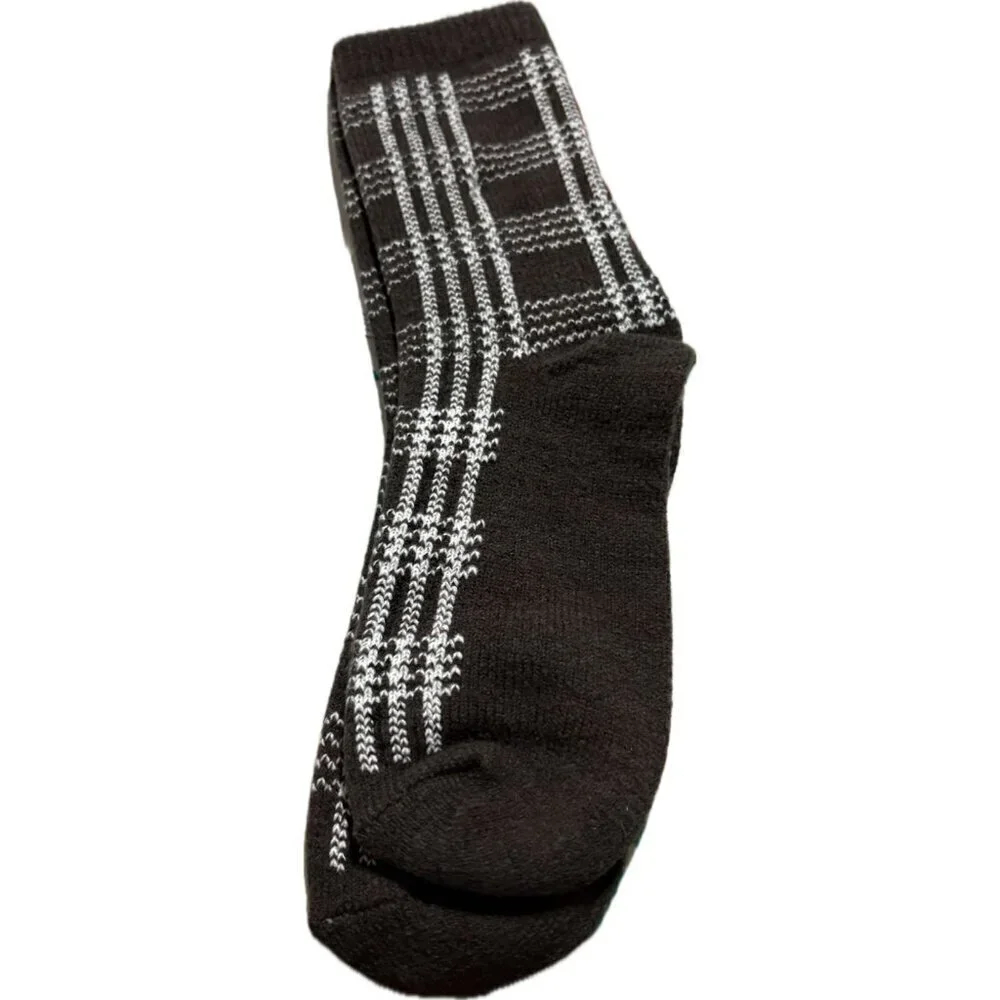 Dearfoams Brown Print & Fair Isle Logo Ribbed Trim Stretch Boot Socks-2 Pairs